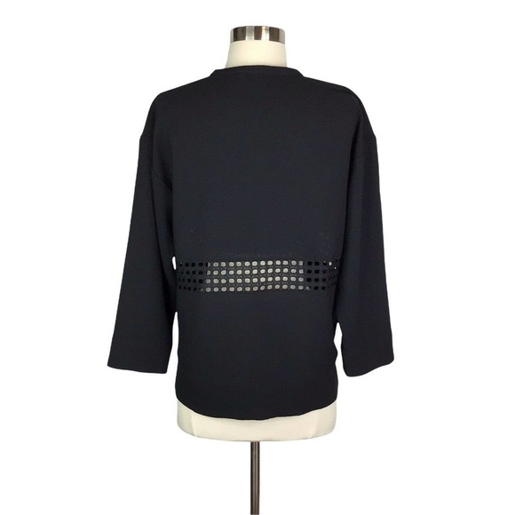 IRO Bret Crepe Half Zip Laser Cut Top Black 3/4 Sleeve 38 / 6 - Picture 6 of 9